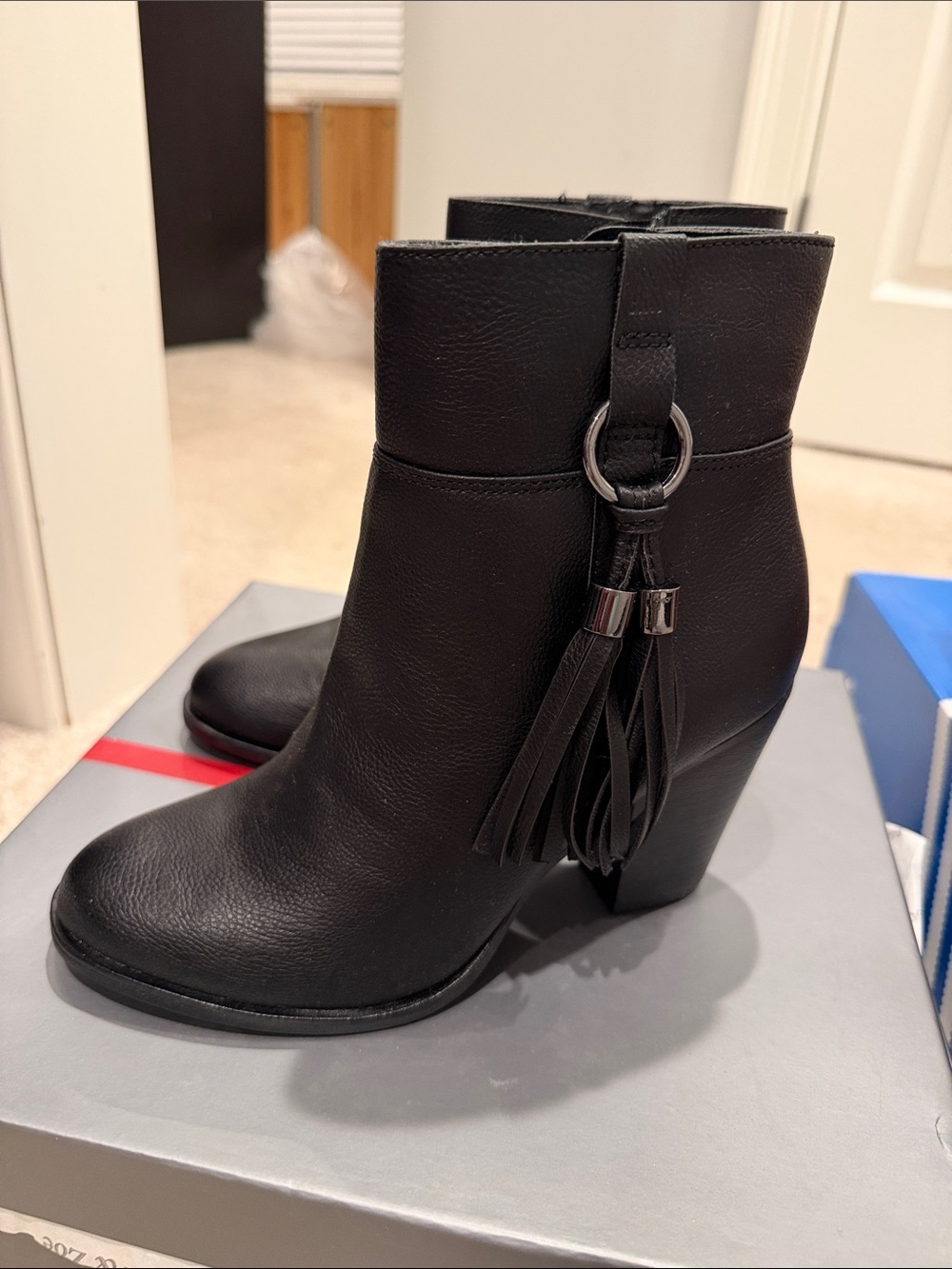 Women’s Black Ankle Boots with Tassel Accent